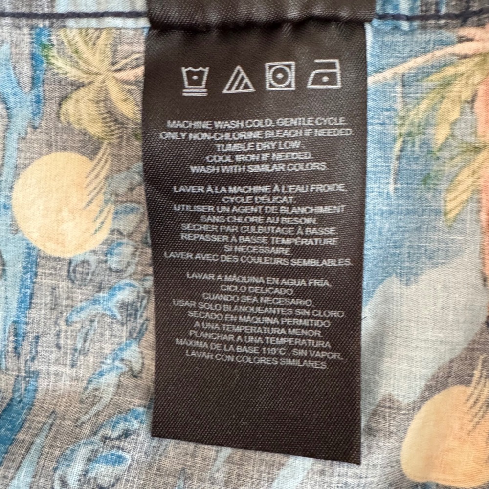 Hurley 2XL Blue Tropical Palm Tree Island Button Up Men's Hawaiian Shirt - Picture 9 of 9